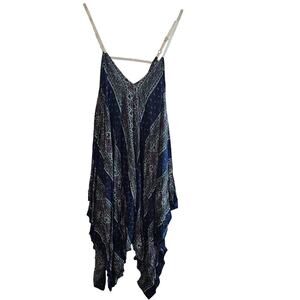 Kori Handkerchief Dress Women Medium Blue Floral Boho Relaxed Flowing Festival